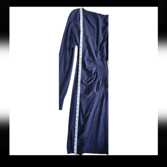 Cache Faux Wrap Long Sleeve Bodycon Dress Size XS Navy Blue - Picture 5 of 9
